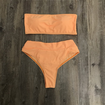 High Waist Tube Top Bikini Swimwear Two-piece