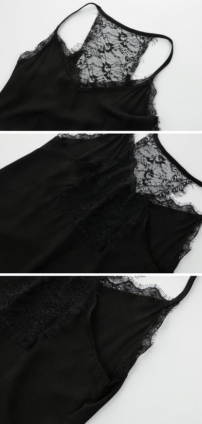 Black Sexy Lace Loose Vacation Summer Maxi Dresses