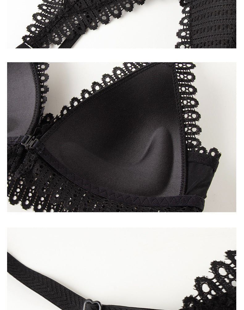 Lace Wireless Front Closure Lingerie Adjusted Plus Size Backless Bralette Bras Set