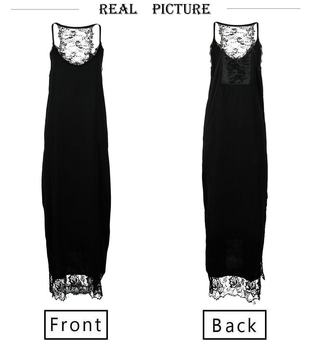Black Sexy Lace Loose Vacation Summer Maxi Dresses