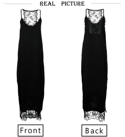 Black Sexy Lace Loose Vacation Summer Maxi Dresses