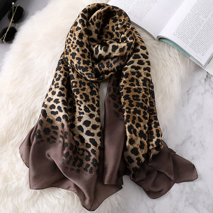 Plush Leopard Print Infinity Scarf for Women