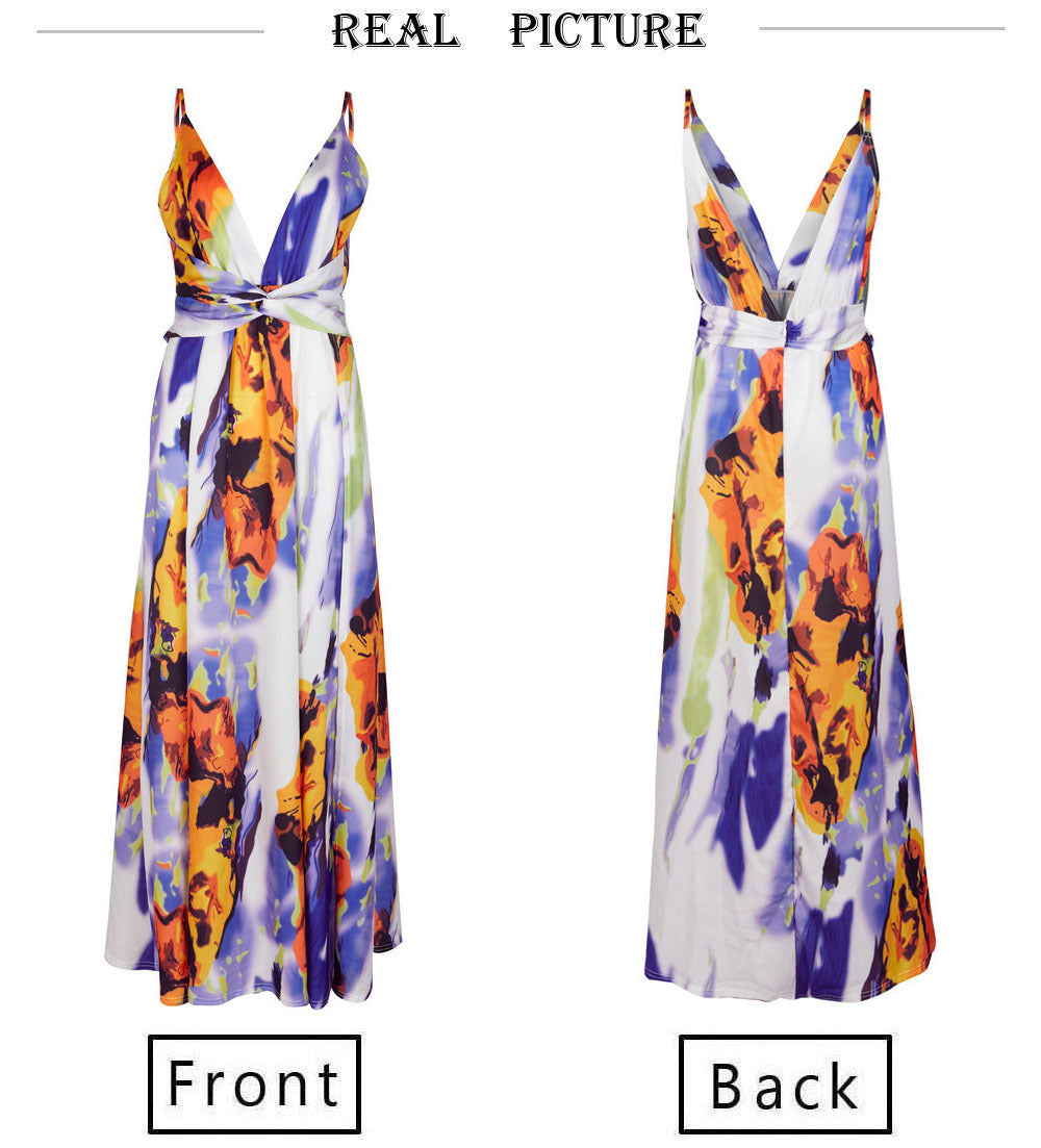 Sexy Sling Colorful Floral Evening Party Maxi Dresses