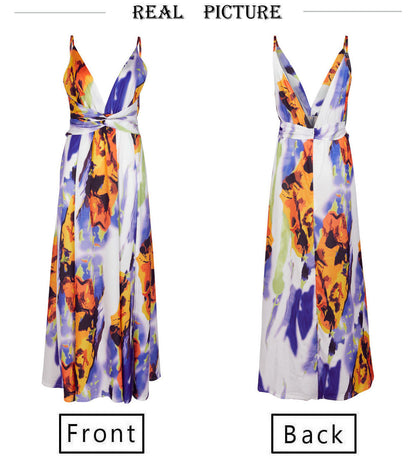 Sexy Sling Colorful Floral Evening Party Maxi Dresses