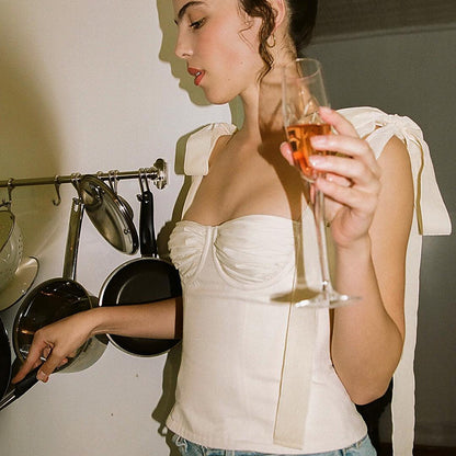 Strappy Bow-knot Tube Tops Suspenders Shirts