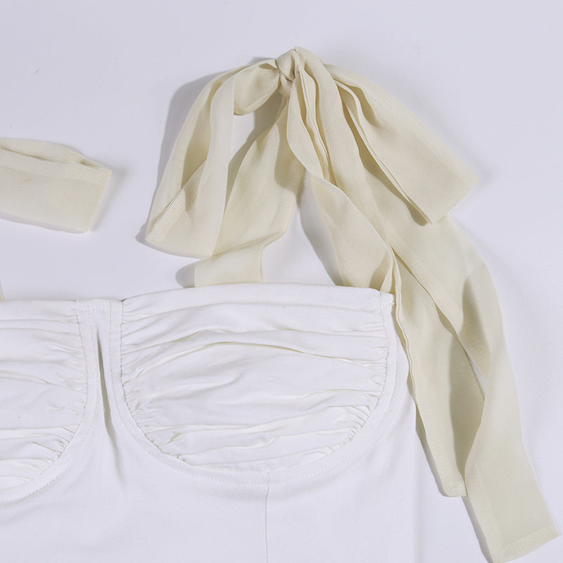 Strappy Bow-knot Tube Tops Suspenders Shirts