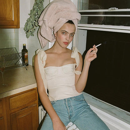 Strappy Bow-knot Tube Tops Suspenders Shirts