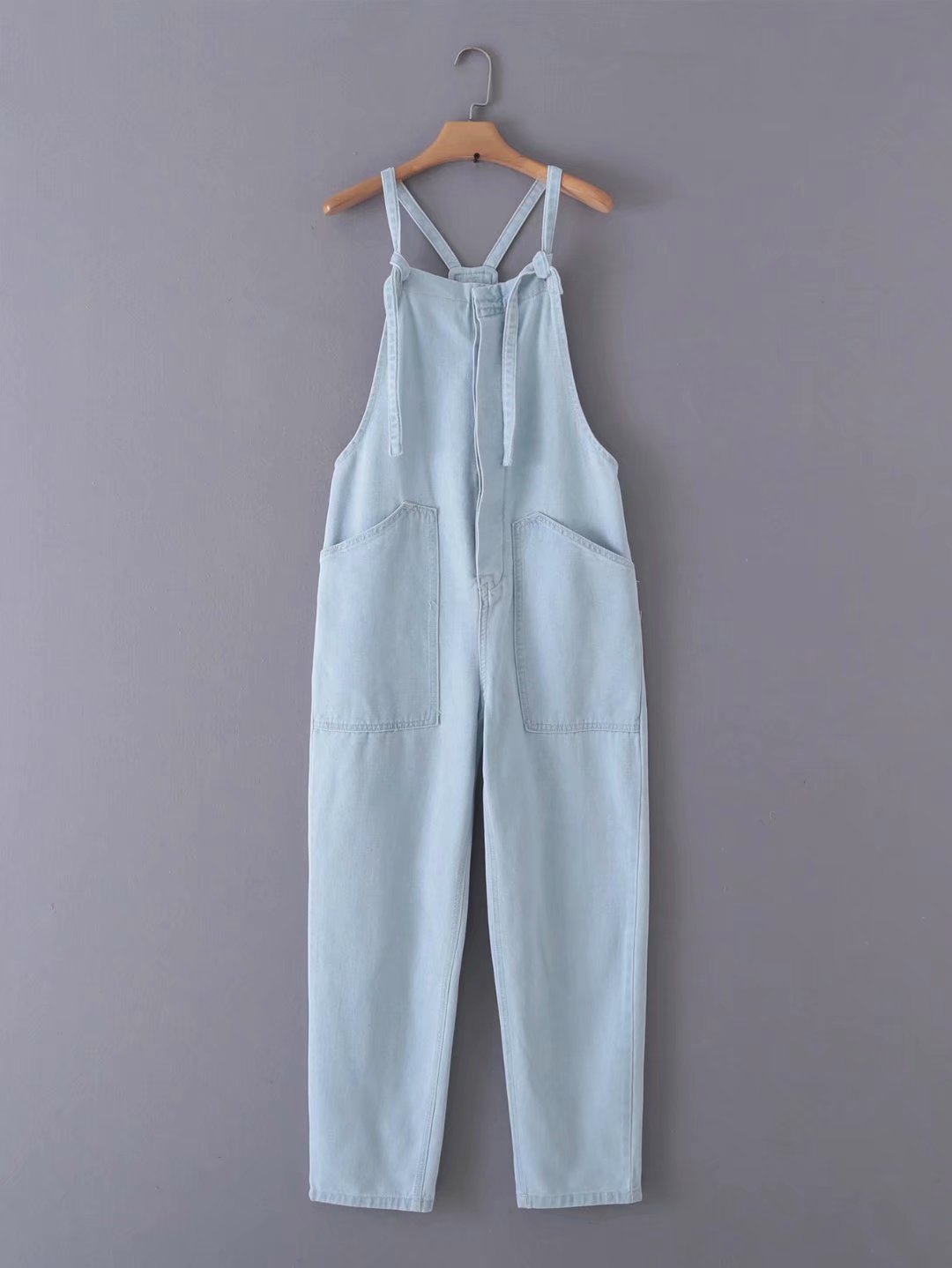 Loose Denim Pockets Strap Overalls Jumpsuits