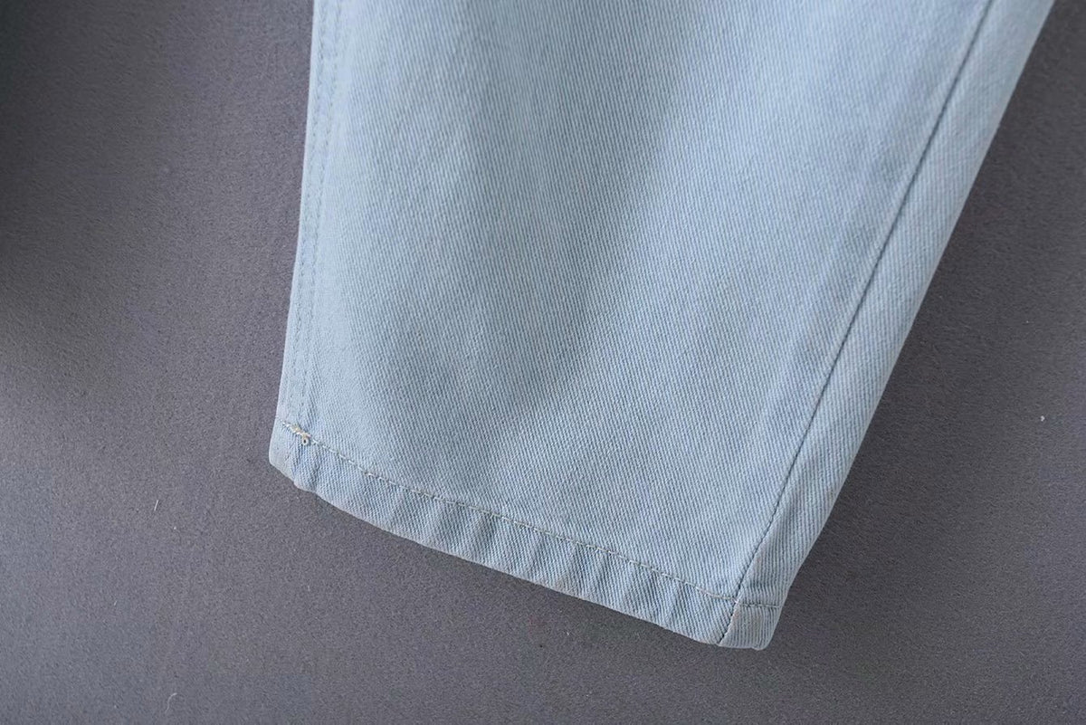 Loose Denim Pockets Strap Overalls Jumpsuits