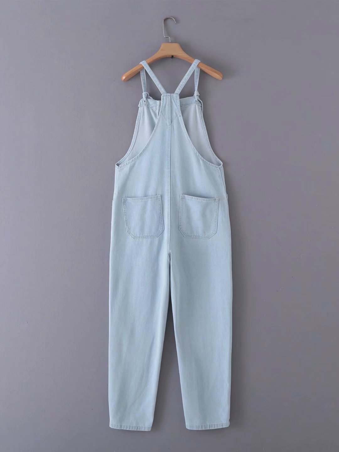 Loose Denim Pockets Strap Overalls Jumpsuits
