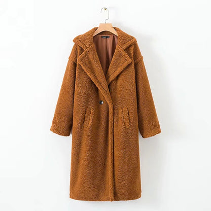 Pile Collar Double Breasted Thicken Fur Lambswool Outerwear