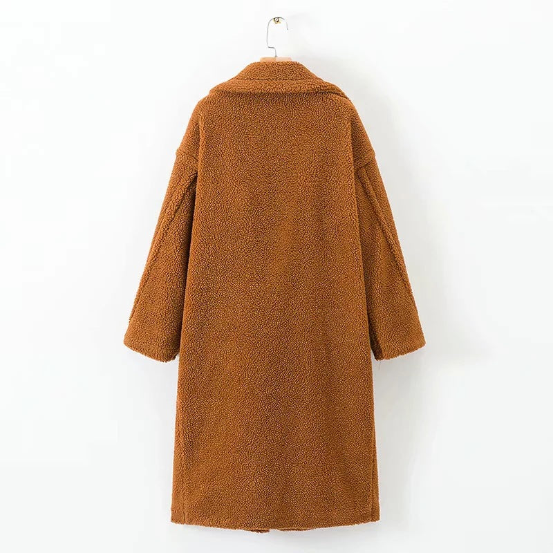 Pile Collar Double Breasted Thicken Fur Lambswool Outerwear