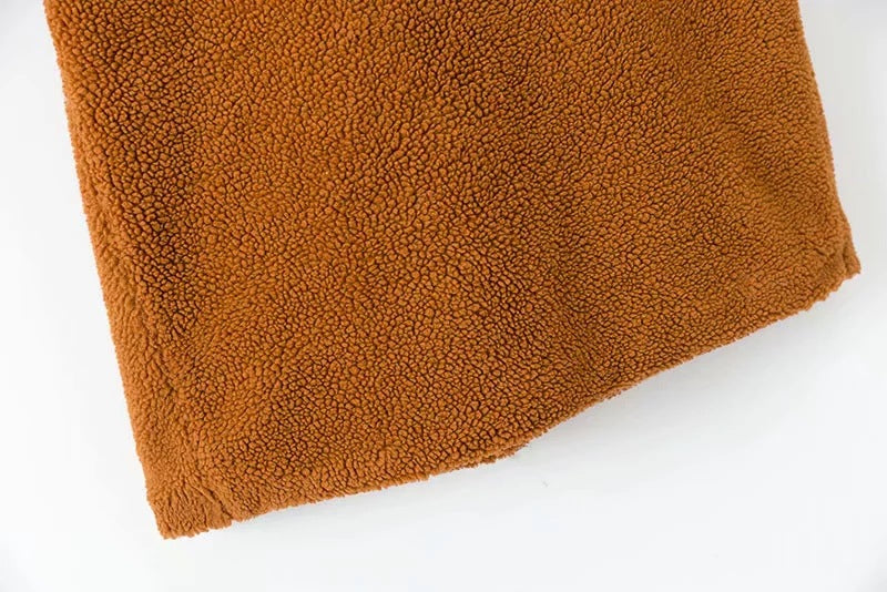 Pile Collar Double Breasted Thicken Fur Lambswool Outerwear