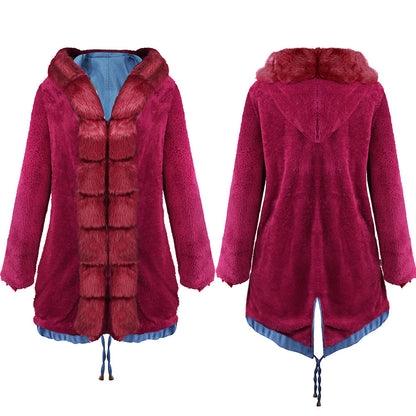 Women's Hooded Plush Coat