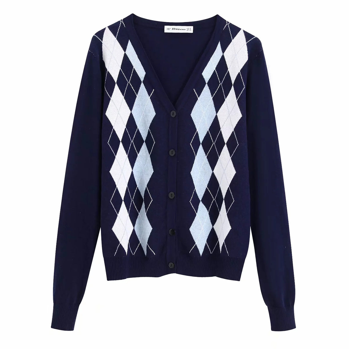 Lozenge Single-breasted Knitting Cardigan Sweaters