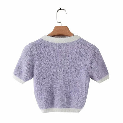 Mohair Single-breasted Knitting Short Cardigan