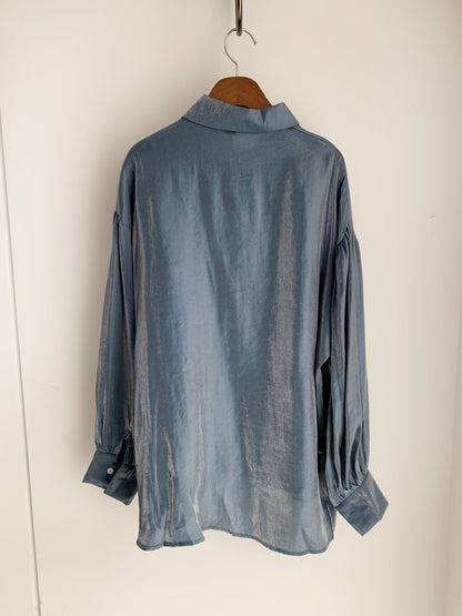 Puff Sleeves Single-breasted Gradient Loose Blouses