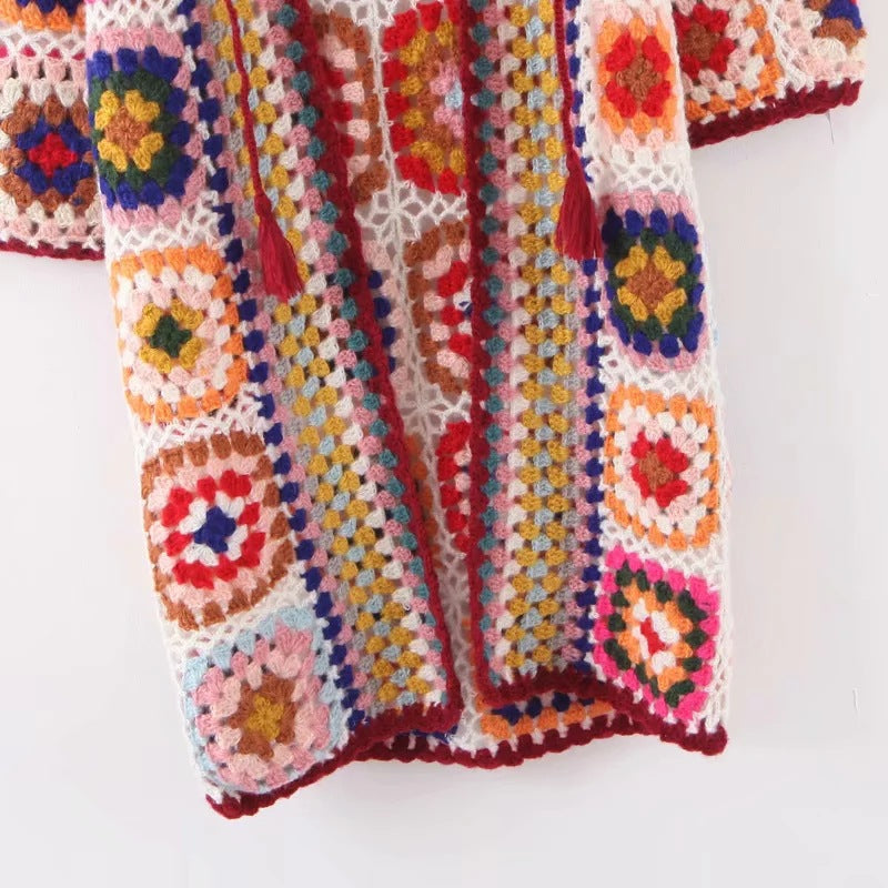 Handicraft Hollow-out Mohair Lacing Cardigans Sweaters Coat
