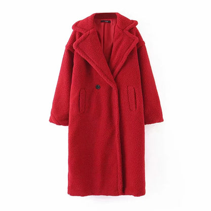 Lambswool Button Splicing Lapel Overcoat Outerwear