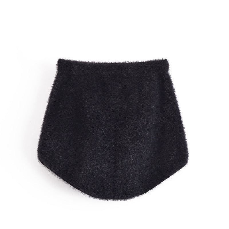 White Mohair V-neck Single-breasted Knitting Coat Jacket Halter Short Vest Shorts Hot Pants Three-piece Set