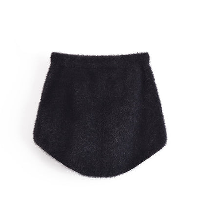 White Mohair V-neck Single-breasted Knitting Coat Jacket Halter Short Vest Shorts Hot Pants Three-piece Set