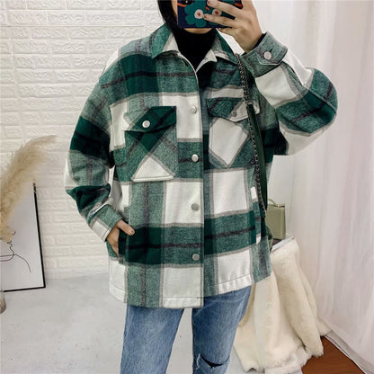 Contrast Single-breasted Lattice Pocket Cardigan Coat