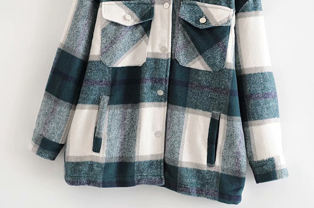 Contrast Single-breasted Lattice Pocket Cardigan Coat