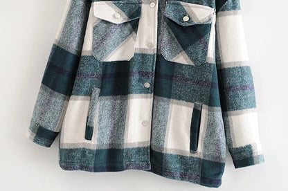 Contrast Single-breasted Lattice Pocket Cardigan Coat
