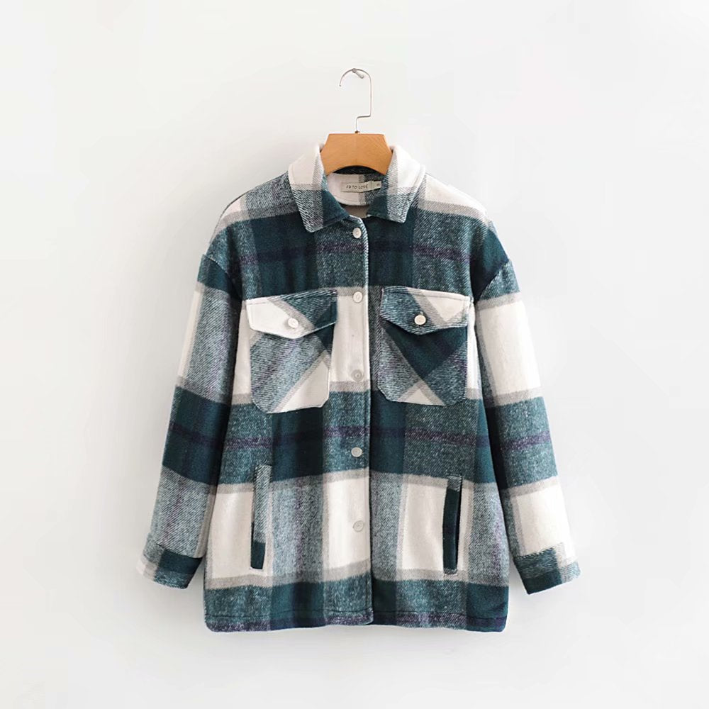 Contrast Single-breasted Lattice Pocket Cardigan Coat