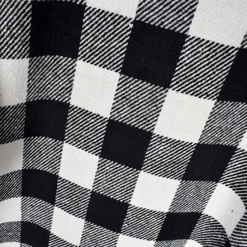 Lantern Sleeve Houndstooth Contrast Mini Dresses