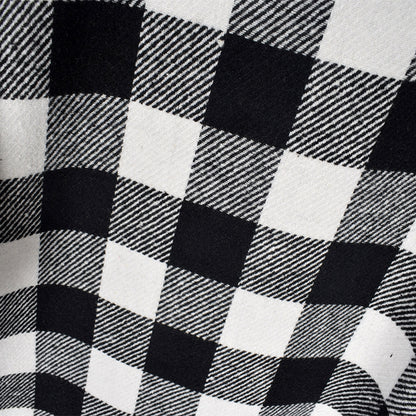 Lantern Sleeve Houndstooth Contrast Mini Dresses