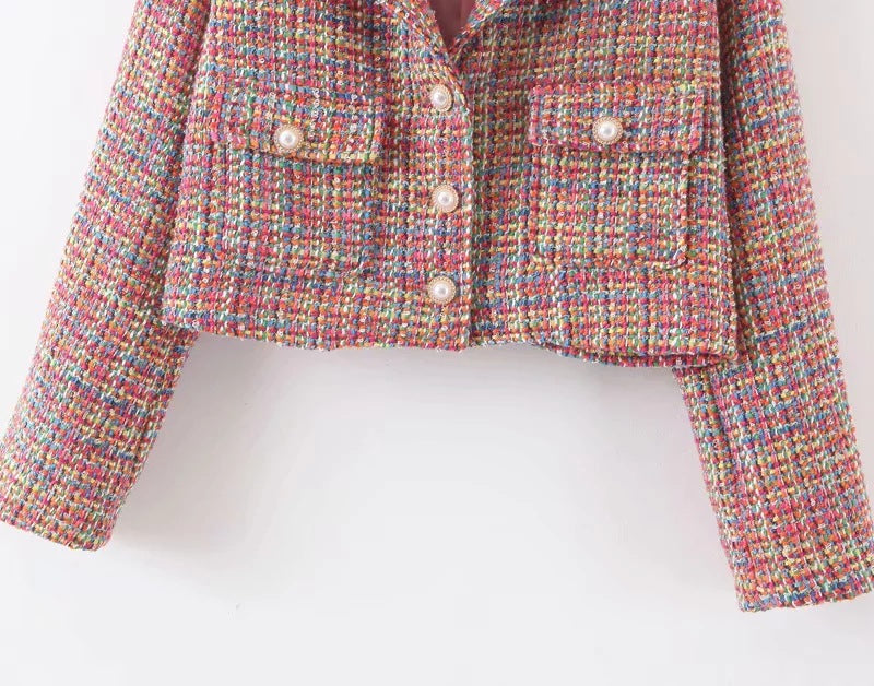 Single-breasted Woolen Coat Cardigan Mini Dress Short Skirt Two Pieces