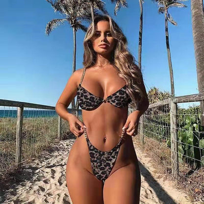 Metal Chain Bikini Pin Buckle Swimwear Two Piece Swim Suit
