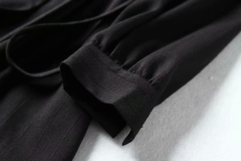 Pile Collar V-neck Lace-up Lantern Sleeve Blazers Mini Dresses