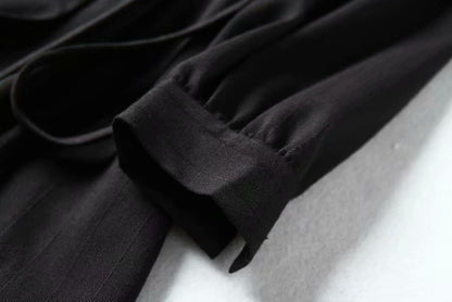 Pile Collar V-neck Lace-up Lantern Sleeve Blazers Mini Dresses
