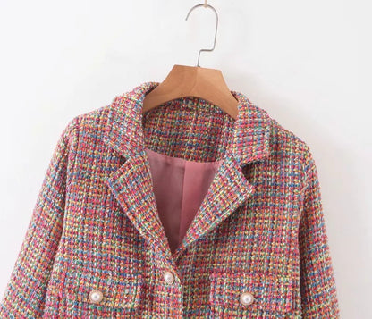 Single-breasted Woolen Coat Cardigan Mini Dress Short Skirt Two Pieces