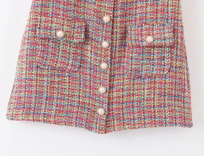 Single-breasted Woolen Coat Cardigan Mini Dress Short Skirt Two Pieces