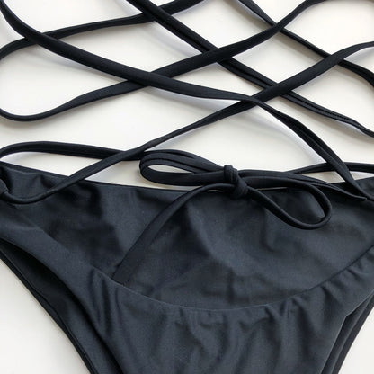 Cross Strappy Swimwear Leopard Print One-piece