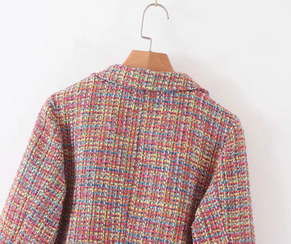 Single-breasted Woolen Coat Cardigan Mini Dress Short Skirt Two Pieces