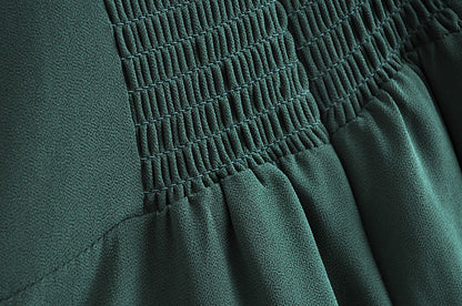 Tie Lace Up Retro Green Split Midi Dresses