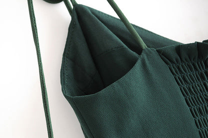 Tie Lace Up Retro Green Split Midi Dresses