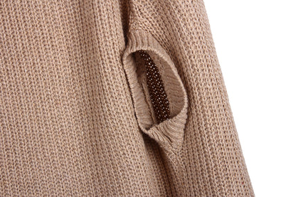 Hollow-out High-collared Capes Sweaters Outerwear