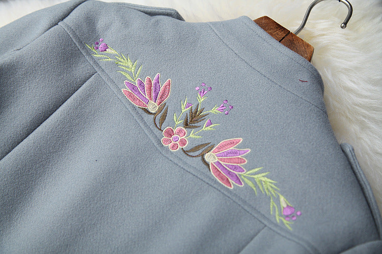 Phoenix Embroidery Splicing Coat Jacket Skirt Two-piece Set