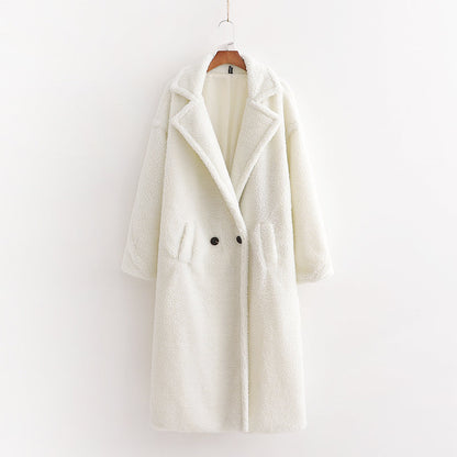 Pile Collar Double Breasted Thicken Fur Lambswool Outerwear