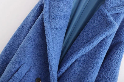 Pile Collar Double Breasted Thicken Fur Lambswool Outerwear