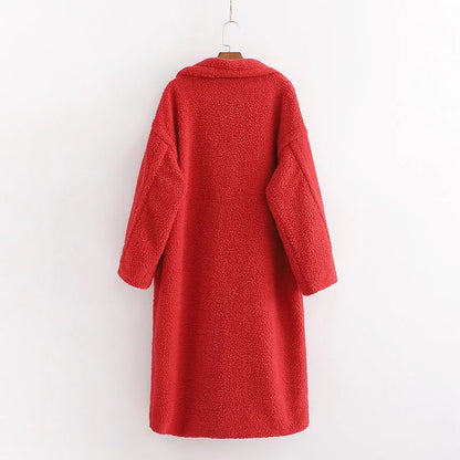 Pile Collar Double Breasted Thicken Fur Lambswool Outerwear