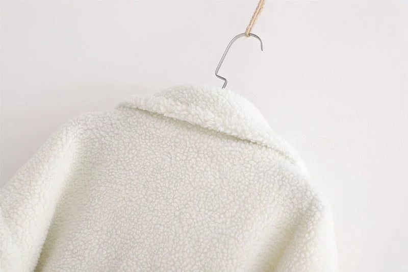 Pile Collar Double Breasted Thicken Fur Lambswool Outerwear