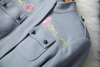 Phoenix Embroidery Splicing Coat Jacket Skirt Two-piece Set