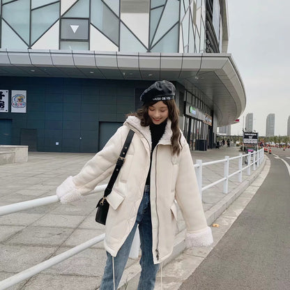 High Collar Lambswool Fur Outerwear