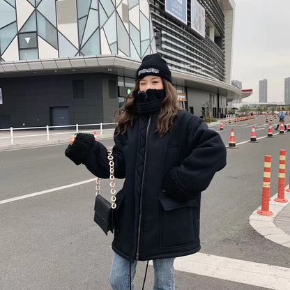 High Collar Lambswool Fur Outerwear